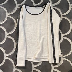 Maison Scotch leather trim sweatshirt 2EUC silver